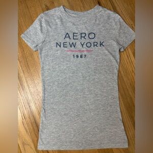 Aeropostale Graphic Tee Logo Short Sleeve Top Casual Gray XS